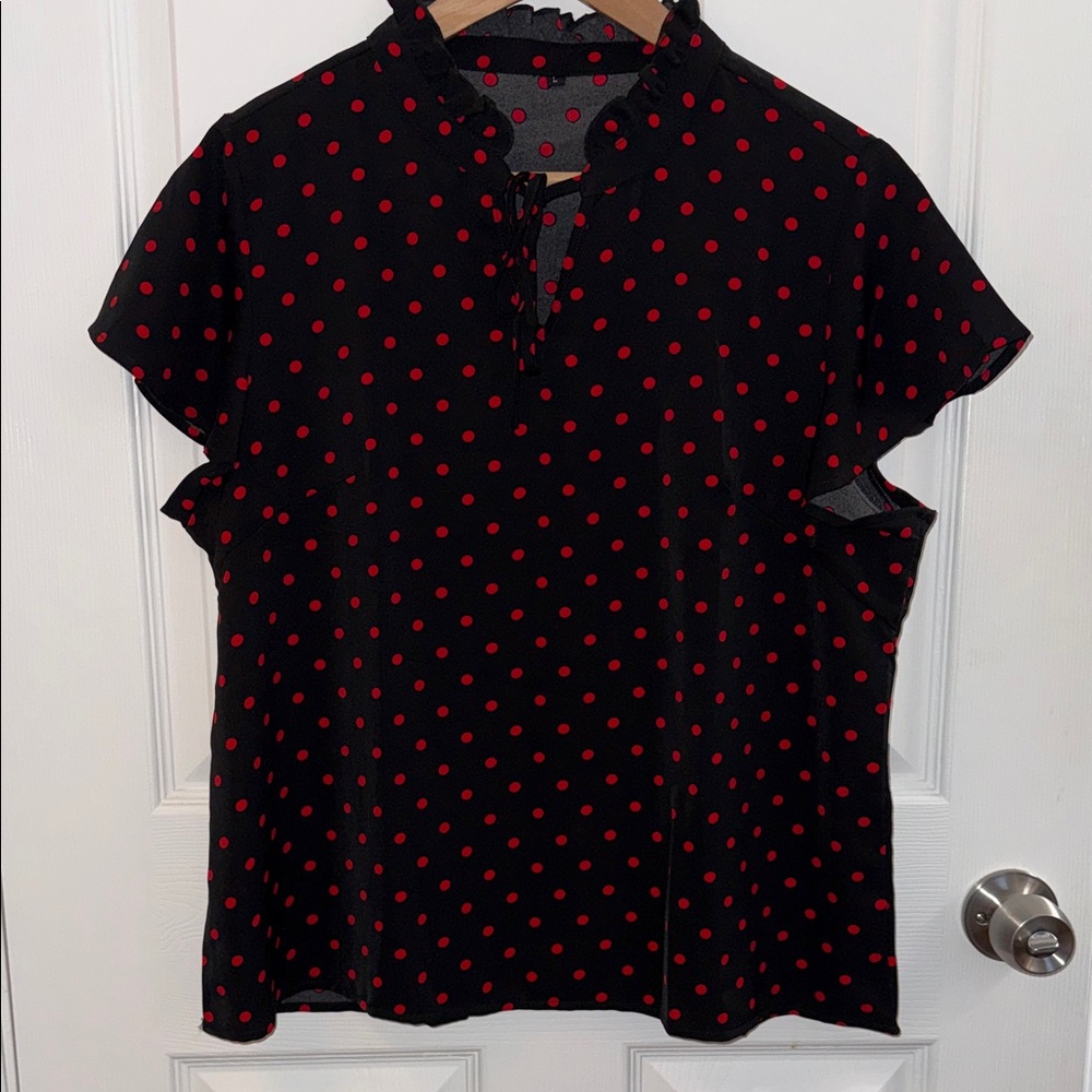 Black and Red Polka Dot Women's Top